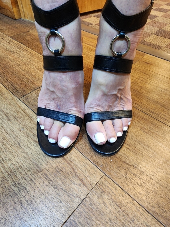 Manolo Blahnik Shoes - VINTAGE MANOLO BLAHNIK STRAPPY SANDLES WITH METAL RING